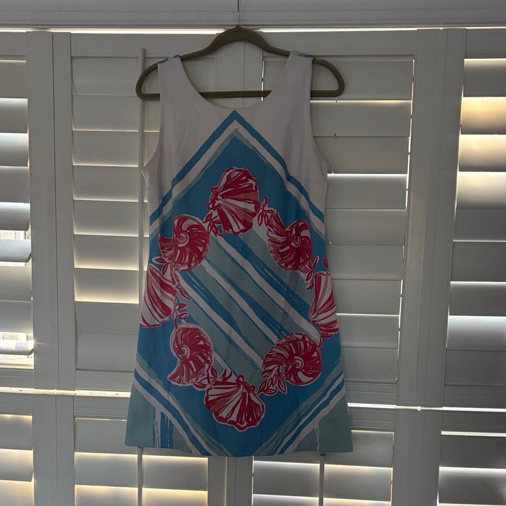 Lilly Pulitzer White, Blue & Pink Nautical Shells Midi Dress